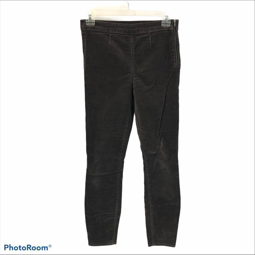 Ladies Gap Side Zip Brown Velour Leggings Size 26R